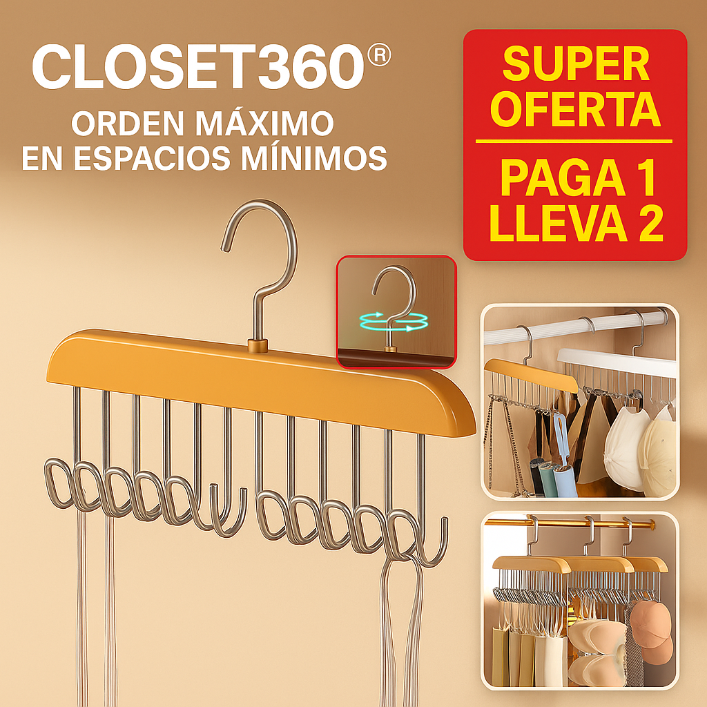 Perchero de Madera con 8 ganchos - 2 piezas