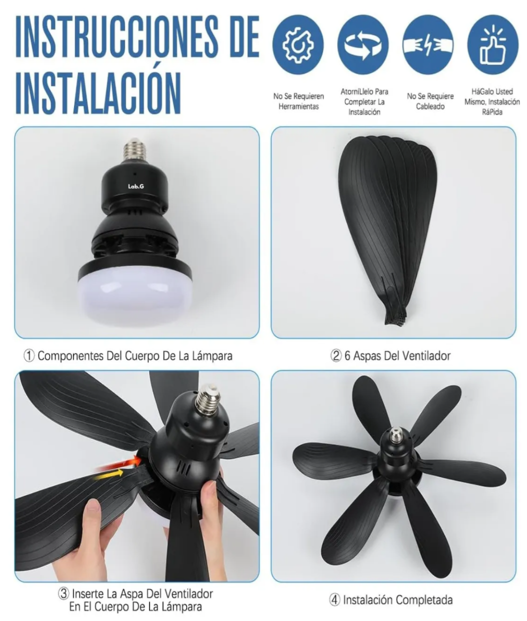 Ventilador de Techo con Luz Led