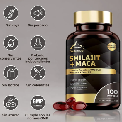 Suplemento Shilajit + Maca 100 capsulas