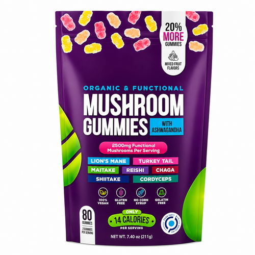 Suplemento Mushroom Ashwagandha 80 Gomas